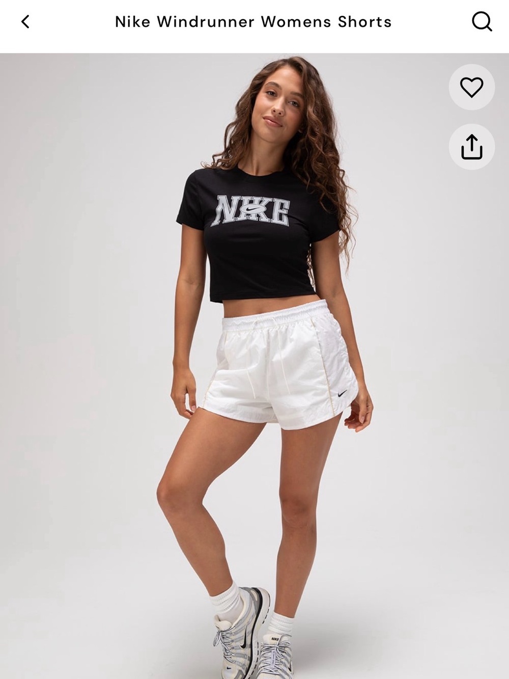 Nike Windrunner Women’s Mid-Rise 2” Woven Shorts in White/Gold